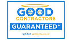 Logo for Good Contractors with text "GUARANTEED*" and "$10,000 workmanship" written below in blue and orange font—trusted by Pest Control Tarrant County, Inc., TX | Trees Hurt Too.